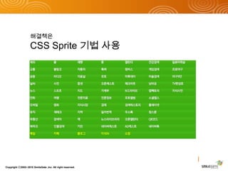 해결책은CSS Sprite 기법 사용Copyright ⓒ2002~2010 SmileGate ,Inc. All right reserved.