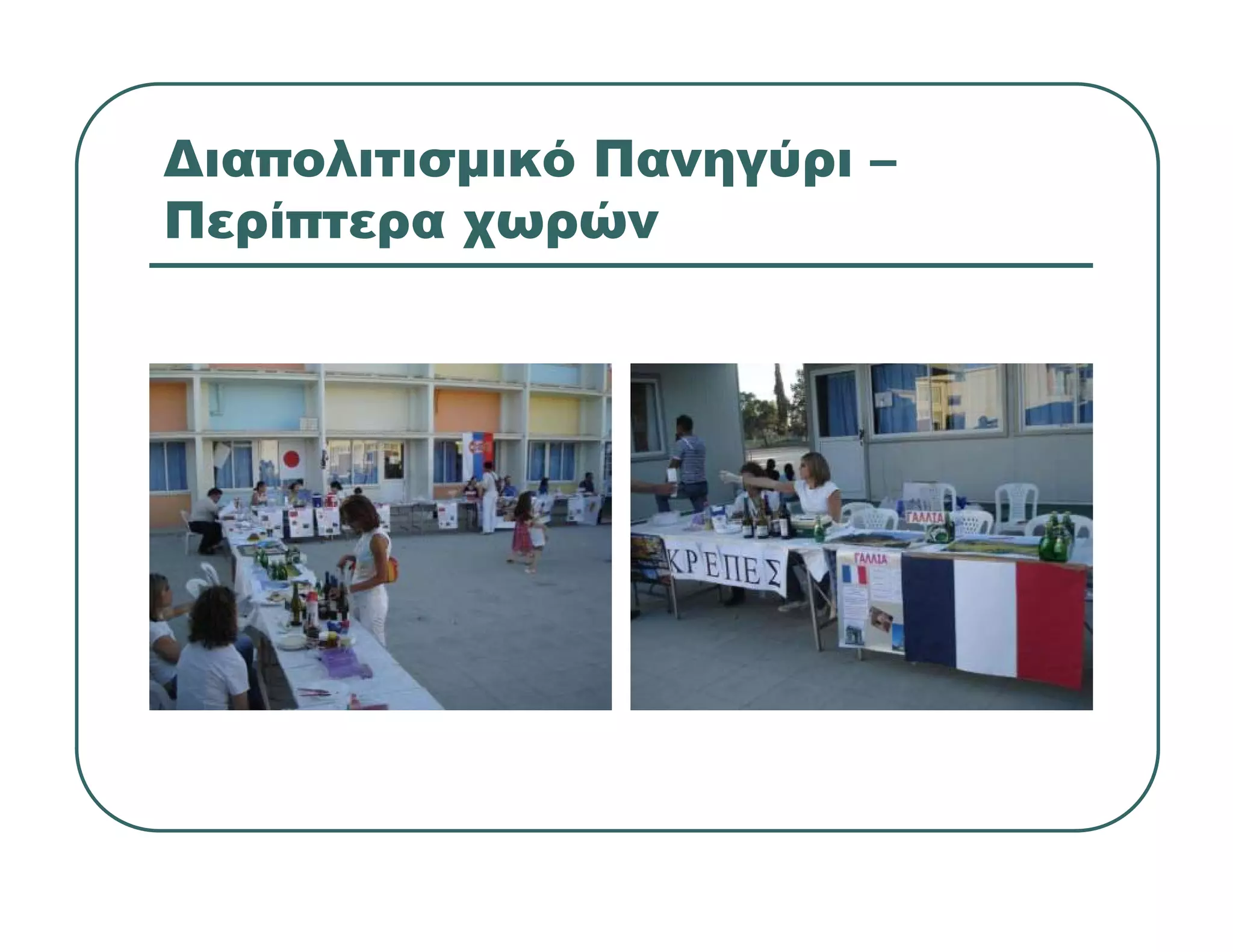 Διαπολιτισμικό Πανηγύρι –
Περίπτερα χωρών
 