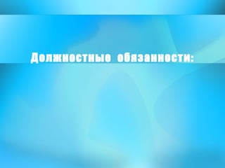 Должностные  обязанности: 