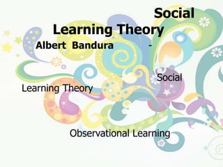 ทฤษฎีปัญญาสังคม (Social Learning Theory)Albert Bandura (1962 - 1986)   นักจิตวิทยาชาวอเมริกัน เป็นผู้พัฒนาทฤษฎีนี้ขึ้นจากการศึกษาค้นคว้าของตนเอง  เดิมใช้ชื่อว่า  "ทฤษฎีการเรียนรู้ทางสังคม" (Social Learning Theory)  ต่อมาเขาได้เปลี่ยนชื่อทฤษฎีเพื่อความเหมาะสมเป็น  "ทฤษฎีปัญญาสังคม" 		ทฤษฎีปัญญาสังคมเน้นหลักการเรียนรู้โดยการสังเกต (Observational Learning) เกิดจากการที่บุคคลสังเกตการกระทำของผู้อื่นแล้วพยายามเลียนแบบพฤติกรรมนั้น ซึ่งเป็นการเรียนรู้ที่เกิดขึ้นในสภาพแวดล้อมทางสังคมเราสามารถพบได้ในชีวิตประจำวัน  เช่น  การออกเสียง   การขับรถยนต์  การเล่นกีฬาประเภทต่างๆ  เป็นต้น