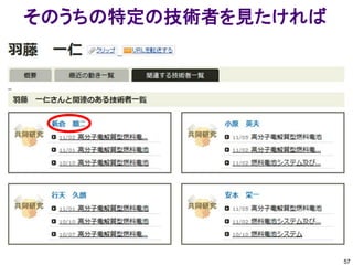 そのうちの特定の技術者を見たければ




                    57
 