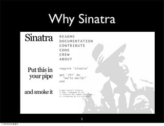 Why Sinatra




                   5
11年8月26日星期五
 
