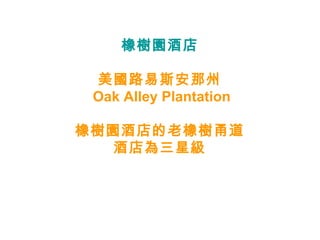 橡樹園酒店 美國路易斯安那州 Oak Alley Plantation 橡樹園酒店的老橡樹甬道 酒店為三星級 