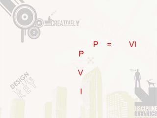              กำลังไฟฟ้า จะมีค่าขึ้นอยู่กับปริมาณกระแสที่ไหลผ่านเครื่องใช้ไฟฟ้าโดยกำลังไฟฟ้ามีค่าเท่ากับผลคูณระหว่างความต่างศักย์กับกระแสไฟฟ้า เขียนสมการได้ดังนี้                                          P    =        VI           เมื่อกำหนดให้    P    แทน กำลังไฟฟ้า มีหน่วยเป็น วัตต์                                   V    แทน ความต่างศักย์ที่ต่อกับเครื่องใช้ไฟฟ้ามีหน่วยเป็นโวลต์                                    I    แทนกระแสไฟฟ้าที่ไหลผ่านเครื่องใช้ไฟฟ้ามีหน่วยเป็นแอมแปร์    