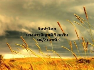 จัดทำโดย นางสาวอัญชลี วิเวกวัน ม 6/2   เลขที่  5 