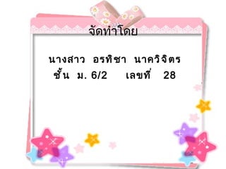 จัดทำโดย นางสาว  อรทิชา  นาควิจิตร ชั้น  ม . 6/2  เลขที่  28 