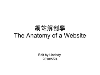 網站解剖學 The Anatomy of a Website Edit by Lindsay  2010/5/24 