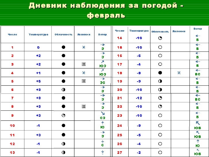 Дневник Наблюдений За Погодой
