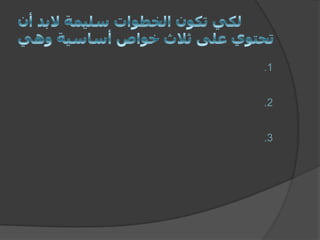 لكي تكون الخطوات سليمة لابد أن تحتوي على ثلاث خواص أساسية وهييجب أن تكون كل خطوة معرفة جيداً دون أي غموض ومحددة بعبارات دقيقةأن تتوقف العمليات بعد عدد معين من الخطواتأن تؤدي العمليات بمجملها إلى الحل الصحيح