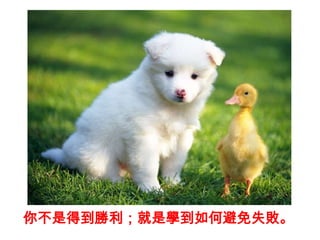 你不是得到勝利；就是學到如何避免失敗。