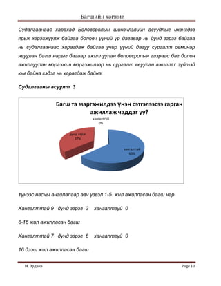 Ахмад багш нарыг сүүлийн 5-10 жилд нь залуу багш нарыг даатган түүний дагуух үр өгөөжийг нэмэгдүүлэн хяналт тавих  