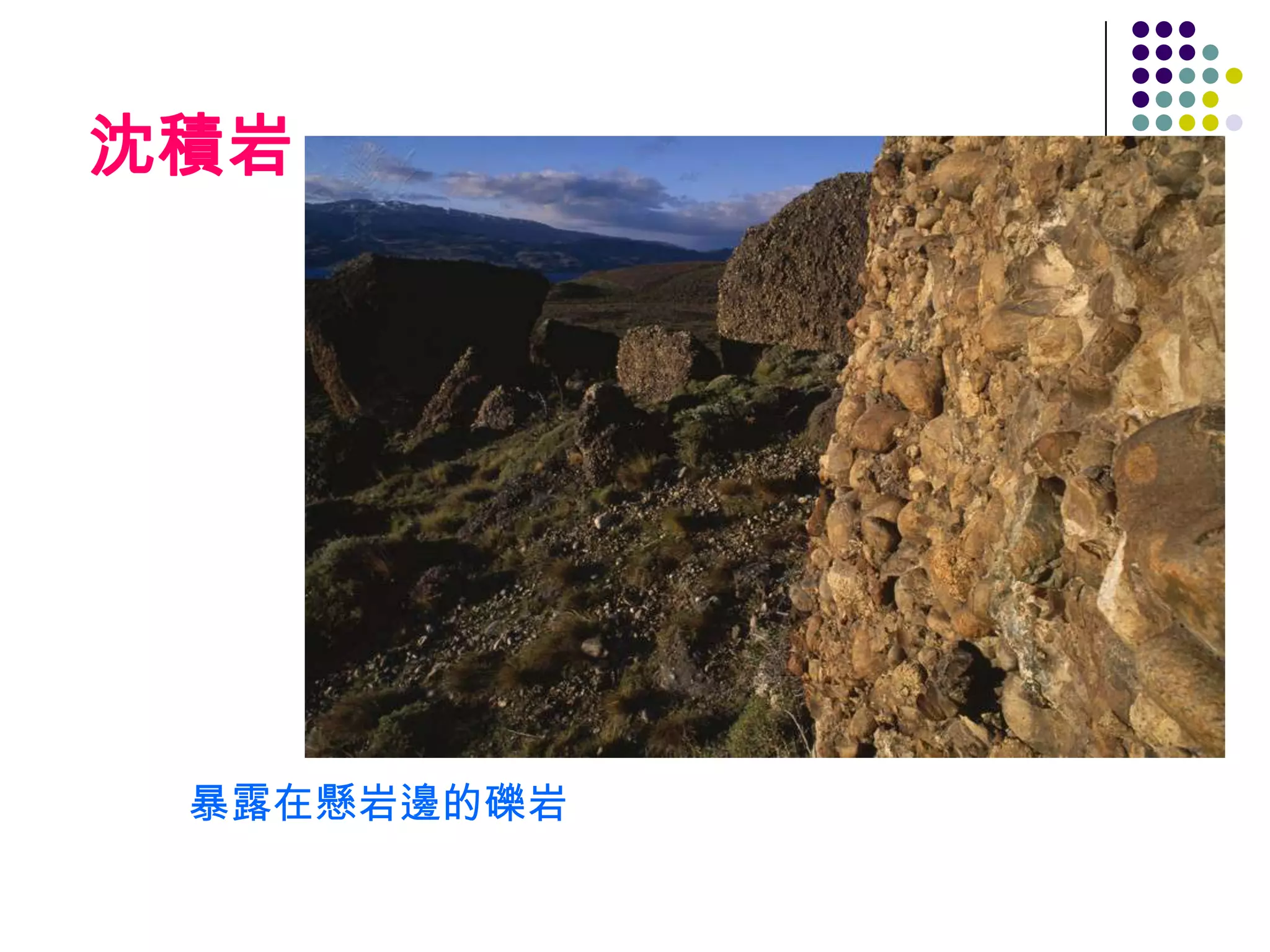 沈積岩




 暴露在懸岩邊的礫岩
 