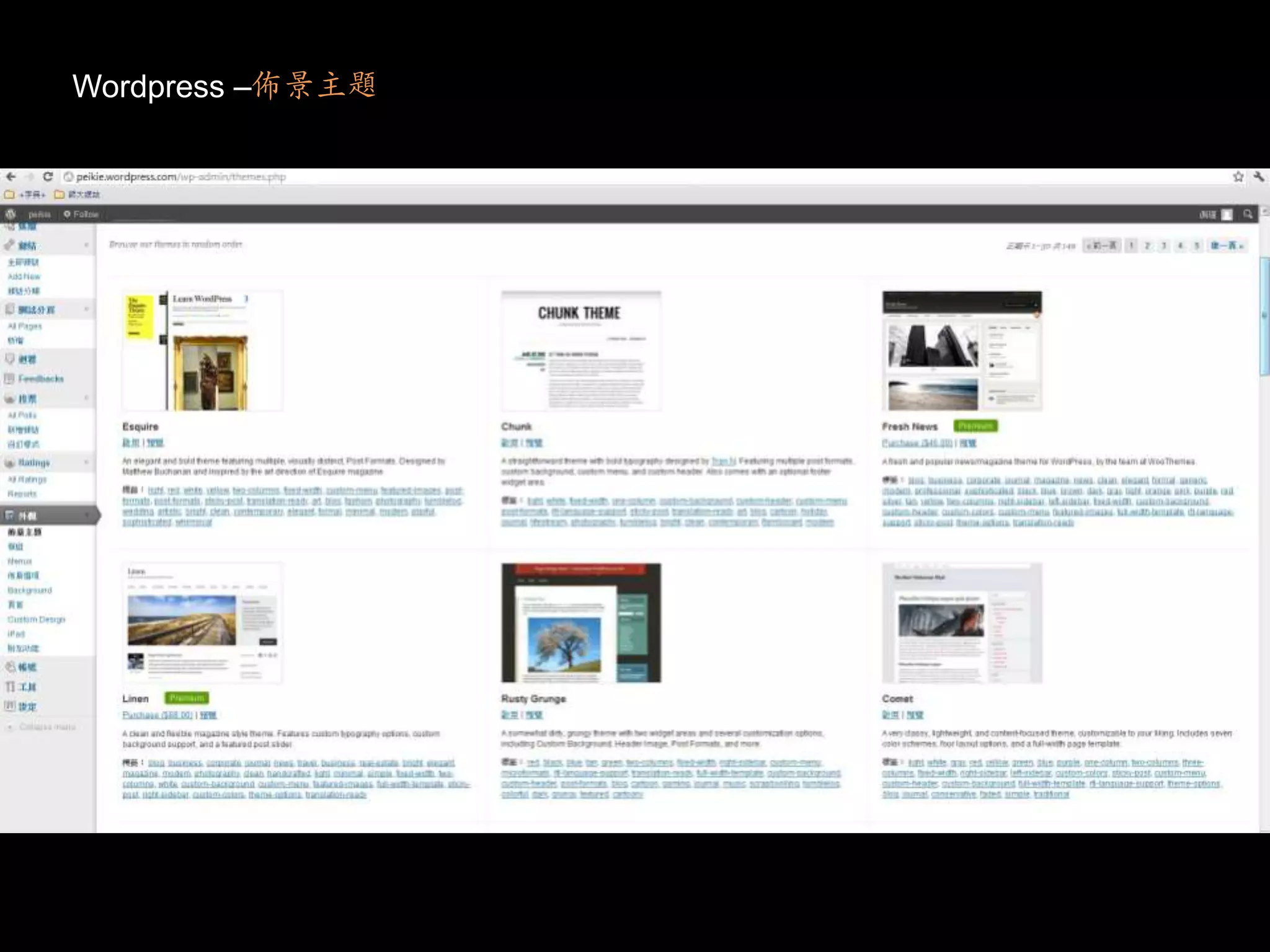Wordpress –佈景主題
 
