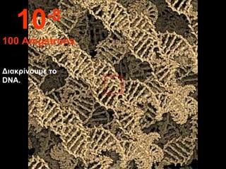 Διακρίνουμε το  DNA. 10 -8 100 Amgstrons 