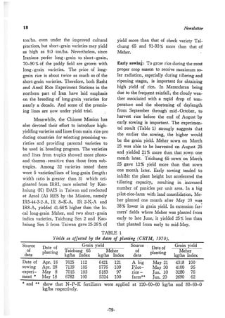稻田地力及其他作物生產技術改進與永續農業之研究