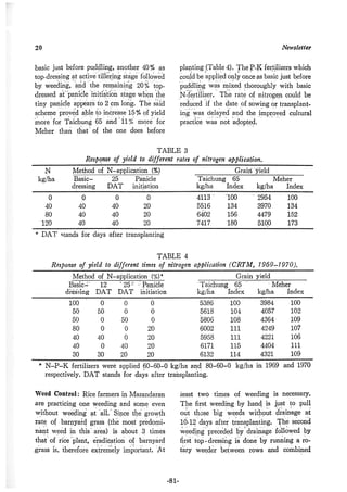 稻田地力及其他作物生產技術改進與永續農業之研究