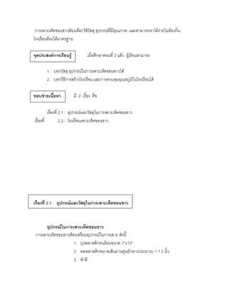 การเพาะเห็ดขอนขาวต้องเลือกใช้วัสดุ อุปกรณ์ที่มีคุณภาพ และสามารถหาได้ง่ายในท้องถิ่น
โรงเรือนต้องได้มาตรฐาน

จุดประสงค์การเรียนรู้           เมื่อศึกษาตอนที่ 2 แล้ว ผู้เรียนสามารถ

       1. บอกวัสดุ อุปกรณ์ในการเพาะเห็ดขอนขาวได้
       2. บอกวิธีการสร้างโรงเรือน และการควบคุมอุณหภูมิในโรงเรือนได้

ขอบข่ายเนื้อหา          มี 2 เรื่อง คือ

          เรื่องที่ 2.1 : อุปกรณ์และวัสดุในการเพาะเห็ดขอนขาว
เรื่องที่           2.2 : โรงเรือนเพาะเห็ดขอนขาว




เรื่องที่ 2.1 : อุปกรณ์และวัสดุในการเพาะเห็ดขอนขาว



       อุปกรณ์ในการเพาะเห็ดขอนขาว
 การเพาะเห็ดขอนขาวต้องเตรียมอุปกรณ์ในการเพาะ ดังนี้
                     1. ถุงพลาสติกทนร้อนขนาด 7”x13”
                     2. คอพลาสติกขนาดเส้นผ่านศูนย์กลางประมาณ 1-1.5 นิว
                                                                     ้
                     3. สาลี
 