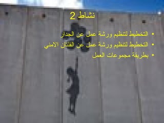 نشاط  2 التخطيط لتنظيم ورشة عمل عن الجدار التخطيط لتنظيم ورشة عمل عن الفلتان الامني بطريقة مجموعات العمل 