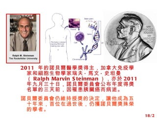 2011  ZؐtWôߌWҺͼW  R  ʷ̹ Ralph Marvin Steinman  2011 ʮգZؐίTȵêεǰKš ZؐίTԾSڪěQ׌ɞʮλ^ᣬԫ@ZؐsČWߡ 18/22 