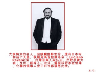 ֪ˣKģձѺԣʡи   ( Luciano Pavarotti)  ̨־Sǣһˡ⣬ҕuҽa|nI˽Ҳ֢ 21/22 