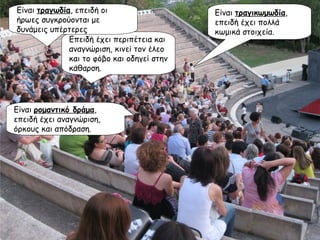 Επειδή έχει περιπέτεια και αναγνώριση, κινεί τον έλεο και το φόβο και οδηγεί στην κάθαρση.  Είναι  τραγωδία , επειδή οι ήρωες συγκρούονται με δυνάμεις υπέρτερες Είναι  τραγικωμωδία , επειδή έχει πολλά κωμικά στοιχεία. Είναι  ρομαντικό δράμα , επειδή έχει αναγνώριση, όρκους και απόδραση. 