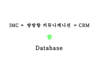 Database IMC =  쌍방향 커뮤니케니션  = CRM 