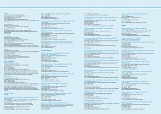 38                                                                                                                                                                                                                                                                                           39




ROME                                                                             Khun Lumprapat Rd., Amphoe Mueang, Mae Hong Son 58000               E-mail Address: tatyutya@tat.or.th                                       Tourism Authority of Thailand, Surin Office
Ente Nazionale per il Turismo Thailandese                                        Tel : 66 5361 2982-3                                                Area of Responsibility: Phra Nakhon Si Ayutthaya                         (TAT Surin)
Via Barberini 68, 4th Fl., 00187 Roma, ITALY                                     Fax: 66 5361 2984                                                                                                                            355/3-6 Thesaban 1 Rd.,
Tel : (39 06) 420 14422, 420 14426                                               E-mail Address: tatmhs@tat.or.th                                    Tourism Authority of Thailand, Suphan Buri Office (TAT                   Tambon Nai Mueang, Amphoe Mueang,
Fax: (39 06) 487 3500                                                            Area of Responsibility: Mae Hong Son
E-mail Address: tat.rome@iol.it, tatrome@tat.or.th
                                                                                                                                                     Suphan Buri)                                                             Surin 32000
                                                                                                                                                     3rd Fl., Suphan Buri City Hall, Suphan Buri - Chai Nat Rd., Amphoe       Tel : 66 4451 4447-8, 66 4451 8529
Areas of Responsibility: Italy, Spain, Greece, Portugal, Israel, Egypt, Turkey   Tourism Authority of Thailand, Chiang Rai Office (TAT                                                                                        Fax : 66 4451 8530
                                                                                                                                                     Mueang, Suphan Buri 72000
and Cyprus
                                                                                 Chiang Rai)                                                         Tel : 66 3553 6030                                                       Areas of Responsibility: Surin, Buri Ram and Si Sa Ket
                                                                                 448/16 Singhakhlai Rd., Amphoe Mueang, Chiang Rai 57000             Fax: 66 3553 6030
STOCKHOLM                                                                        Tel : 66 5371 7433, 66 5374 4674-5                                  E-mail Address: tatsuphan@tat.or.th
Tourism Authority of Thailand                                                    Fax: 66 5371 7434                                                   Areas of Responsibility: Suphan Buri, Ang Thong and Chai Nat             South
Drottninggatan 33 GF, 111 51 Stockholm, SWEDEN                                   E-mail Address: tatchrai@tat.or.th
Tel : (46 8) 700 56 90                                                           Areas of Responsibility: Chiang Rai and Phayao                                                                                               Tourism Authority of Thailand, Songkhla
Fax: (46 8) 700 56 99
                                                                                                                                                     Tourism Authority of Thailand, Lop Buri Office
E-mail Address: info@tourismthailand.se, tatsth@tat.or.th                                                                                            (TAT Lop Buri)                                                           Office (TAT Songkhla)
Areas of Responsibility: Sweden, Norway, Denmark, Finland, Iceland,              Tourism Authority of Thailand, Phitsanulok Office                   Rop Wat Phrathat Rd., Amphoe Mueang, Lop Buri 15000                      1/1 Soi 2 Niphat Uthit 3 Rd., Amphoe Hat Yai, Songkhla 90110
Estonia, Latvia                                                                  (TAT Phitsanulok)                                                   Tel : 66 3642 2768-9                                                     Tel : 66 7424 3747, 66 7423 8518, 66 7423 1055
and Lithuania                                                                    209/7-8 Surasi Trade Center, Boromtrailokanat Rd., Amphoe Mueang,   Fax: 66 3642 4089                                                        Fax: 66 7424 5986
                                                                                 Phitsanulok 65000                                                   E-mail Address: tatlobri@tat.or.th                                       E-mail Address: tatsgkhl@tat.or.th
                                                                                 Tel : 66 5525 2742-3, 66 5525 9907                                  Areas of Responsibility: Lop Buri, Sing Buri and Saraburi                Areas of Responsibility: Songkhla (Hat Yai) and Phatthalung
MOSCOW                                                                           Fax: 66 5523 1063
Tourism Authority of Thailand                                                    E-mail Address: tatphlok@tat.or.th
Bolshoy Spasoglineschevsky Pereulok,                                                                                                                 Tourism Authority of Thailand, Nakhon Nayok Office                       Tourism Authority of Thailand,
                                                                                 Areas of Responsibility: Phitsanulok and Phetchabun                 (TAT Nakhon Nayok)                                                       Nakhon Si Thammarat Office
9/1, Building 16, Office IV 101000 Moscow, RUSSIA
Tel : 7 (495) 623 0853, 623 1125, 623 1819                                                                                                           182/88 Mu 1 Suwannason Rd., Amphoe Mueang, Nakhon Nayok 26000            (TAT Nakhon Si Thammarat)
Fax: 7 (495) 623 2773                                                            Tourism Authority of Thailand, Tak Office (TAT Tak)                 Tel : 66 3731 2282, 66 3731 2284                                         Sanam Namueang, Ratchadamnoen Rd., Amphoe Mueang, Nakhon Si
E-mail Address : tatmoscow@tat.or.th, info@tourismthailand.ru                    193 Taksin Rd., Tambon Nong Luang, Amphoe Mueang, Tak 63000         Fax: 66 3731 2286                                                        Thammarat 80000
Website : www.tourismthailand.ru                                                 Tel : 66 5551 4341-3                                                E-mail Address: tatnayok@tat.or.th                                       Tel : 66 7534 6515-6
Areas of Responsibility: Russia, Belarus, Ukraine, Georgia, Armenia, Azer-       Fax: 66 5551 4344                                                   Areas of Responsibility: Nakhon Nayok, Prachin Buri and Sa Kaeo          Fax: 66 7534 6517
baijan, Kazakhstan, Uzbekistan, Turkmenistan, Tajikistan and Kyrgyzstan          E-mail Address: tattak@tat.or.th                                                                                                             E-mail Address: tatnksri@tat.or.th
                                                                                 Area of Responsibility: Tak                                         Northeast                                                                Area of Responsibility: Nakhon Si Thammarat
DUBAI
Tourism Authority of Thailand                                                    Central Region                                                      Tourism Authority of Thailand, Nakhon Ratchasima Of-                     Tourism Authority of Thailand, Narathiwat Office
Al Attar Tower 2102, Sheihk Zayed Rd., Dubai, UNITED ARAB EMIRATES                                                                                   fice (TAT Nakhon Ratchasima)                                             (TAT Narathiwat)
Tel : (971) 4 325 0184-5                                                         Tourism Authority of Thailand, Kanchanaburi                         2102-2104 Mittraphap Rd., Amphoe Mueang, Nakhon Ratchasima 30000         102/3 Mu 2 Narathiwat-Takbai Rd., Tambon Kaluwo Nuea, Amphoe
Fax: (971) 4 325 0187                                                            Office (TAT Kanchanaburi)                                           Tel : 66 4421 3666, 66 4421 3030                                         Mueang, Narathiwat 96000
E-mail Address: tatdubai@tat.or.th                                               Saengchuto Rd., Tambon Ban Nuea, Amphoe Mueang,                     Fax: 66 4421 3667                                                        Tel : 66 7352 2411
Areas of Responsibility: U.A.E., Bahrain, Iran, Jordan,                          Kanchanaburi 71000                                                  E-mail Address: tatsima@tat.or.th                                        Fax: 66 7352 2412
Kuwait, Lebanon, Oman, Qatar, Syria and Middle East,                             Tel : 66 3451 1200, 66 3451 2500                                    Areas of Responsibility: Nakhon Ratchasima and Chaiyaphum                E-mail Address: tatnara@tat.or.th
Saudi Arabia and Yamen                                                           Fax: 66 3451 1200                                                                                                                            Areas of Responsibility: Narathiwat, Yala and Pattani
                                                                                 E-mail Address: tatkan@tat.or.th                                    Tourism Authority of Thailand, Ubon Ratchathani Office
THE AMERICAS                                                                     Area of Responsibility: Kanchanaburi                                (TAT Ubon Ratchathani)                                                   Tourism Authority of Thailand, Phuket Office
LOS ANGELES                                                                                                                                          264/1 Khuean Thani Rd., Amphoe Mueang, Ubon Ratchathani 34000            (TAT Phuket)
Tourism Authority of Thailand                                                    Tourism Authority of Thailand, Phetchaburi Office                   Tel : 66 4524 3770, 66 4525 0714                                         191 Thalang Rd., Talat Yai, Amphoe Mueang, Phuket 83000
611 North Larchmont Boulevard, 1st Fl., Los Angeles,                             (TAT Phetchaburi)                                                   Fax: 66 4524 3771                                                        Tel : 66 7621 2213, 66 7621 1036
CA 90004, U.S.A.                                                                 500/51 Phetchakasem Rd., Cha-am, Phetchaburi 76120                  E-mail Address: tatubon@tat.or.th                                        Fax: 66 7621 3582
Tel : (1 323) 461 9814                                                           Tel : 66 3247 1005-6                                                Areas of Responsibility: Ubon Ratchathani, Amnat Charoen and Yasothon    E-mail Address: tatphket@tat.or.th
Fax: (1 323) 461 9834                                                            Fax: 66 3247 1502                                                                                                                            Area of Responsibility: Phuket
E-mail Address: tatla@ix.netcom.com, tatla@tat.or.th
Areas of Responsibility: Alaska, Arizona, California, Colorado, Hawaii,
                                                                                 E-mail Address: tatphet@tat.or.th                                   Tourism Authority of Thailand, Khon Kaen Office (TAT
                                                                                 Areas of Responsibility: Phetchaburi (Cha-am), Ratchaburi           Khon Kaen)                                                               Tourism Authority of Thailand, Surat Thani Office
Idaho, Kansas, Montana, Nebraska, Nevada, New Mexico, North Dakota,
Oklahoma, Oregon, South Dakota, Texas, Utah, Washington, Wyoming,                                                                                    15/5 Pracha Samoson Rd., Amphoe Mueang, Khon Kaen 40000                  (TAT Surat Thani)
Guam Island and all Central and South American countries                         Tourism Authority of Thailand, Chon Buri Office (TAT                Tel : 66 4324 4498-9                                                     5 Talat Mai Rd., Amphoe Mueang, Surat Thani 84000
                                                                                 Chon Buri)                                                          Fax: 66 4324 4497                                                        Tel : 66 7728 8818-9
                                                                                 609 Mu 10 Tamnak Rd., Bang Lamung, Chon Buri 20260                  E-mail Address: tatkhkn@tat.or.th                                        Fax: 66 7728 2828
NEW YORK                                                                                                                                             Areas of Responsibility: Khon Kaen, Roi Et, Kalasin and Maha Sarakham    E-mail Address: tatsurat@tat.or.th
Tourism Authority of Thailand                                                    Tel : 66 3842 8750, 66 3842 7667
                                                                                 Fax: 66 3842 9113                                                                                                                            Area of Responsibility: Surat Thani
61 Broadway, Suite 2810 New York, N.Y. 10006, U.S.A.
Tel : (1 212) 432 0433                                                           E-mail Address: tatchon@tat.or.th                                   Tourism Authority of Thailand, Nakhon Phanom Office
Fax: (1 212) 269 2588                                                            Area of Responsibility: Chon Buri (Pattaya)                         (TAT Nakhon Phanom)                                                      Tourism Authority of Thailand, Trang Office
E-mail Address: info@tatny.com, tatny@tat.or.th                                                                                                      184/1 Sunthon Wichit Rd., Amphoe Mueang, Nakhon Phanom 48000             (TAT Trang)
Areas of Responsibility: Alabama, Arkansas, Connecticut, Delaware, Flori-        Tourism Authority of Thailand, Rayong Office                        Tel : 66 4251 3490-1                                                     Mueang Trang District Public Health Center, Ruen Rom Rd.,
da, Georgia, Illinois, Indiana, Iowa, Kentucky, Louisiana, Maine, Maryland,      (TAT Rayong)                                                        Fax: 66 4251 3492                                                        Amphoe Mueang, Trang 92000
Massachusetts, Michigan, Minnesota, Mississippi, Missouri,                       153/4 Sukhumvit Rd., Amphoe Mueang, Rayong 21000                    Website : www.isantourism.org                                            Tel : 66 7521 5867-8
New York, New Hampshire, New Jersey, North Carolina, Ohio, Penn-                 Tel : 66 3865 5420-1, 66 3866 4585                                  E-mail Address: tatphnom@tat.or.th                                       Fax: 66 7521 5868
sylvania, Rhode Island, South Carolina, Tennessee, Vermont, Virginia,            Fax: 66 3865 5422                                                   Areas of Responsibility: Nakhon Phanom, Sakon Nakhon and Mukdahan        E-mail Address: tattrang@tat.or.th
Washington D.C., West Virginia, Wisconsin, Puerto Rico, the Bahamas and          E-mail Address: tatryong@tat.or.th                                                                                                           Areas of Responsibility: Trang and Satun
Canada                                                                           Areas of Responsibility: Rayong and Chanthaburi                     Tourism Authority of Thailand, Udon Thani Office
                                                                                                                                                     (TAT Udon Thani)                                                         Tourism Authority of Thailand, Krabi Office
LOCAL OFFICES                                                                    Tourism Authority of Thailand, Trat Office (TAT Trat)               16/5 Mukmontri Rd., Amphoe Mueang, Udon Thani 41000                      (TAT Krabi)
North                                                                            100 Mu 1 Trat-Laem Ngop Rd., Tambon Laem Ngop,                      Tel : 66 4232 5406-7                                                     Uttarakit Rd., Amphoe Mueang, Krabi 81000
                                                                                 Amphoe Laem Ngop, Trat 23120                                        Fax: 66 4232 5408                                                        Tel : 66 7562 2163
Tourism Authority of Thailand, Chiang Mai Office (TAT                            Tel : 66 3959 7259-60                                               E-mail Address: tatudon@tat.or.th                                        Fax: 66 7562 2164
                                                                                 Fax: 66 3959 7255                                                   Areas of Responsibility: Udon Thani and Nong Khai                        E-mail Address: tatkrabi@tat.or.th
Chiang Mai)                                                                      E-mail Address: tattrat@tat.or.th                                                                                                            Areas of Responsibility: Krabi and Phang-nga
105/1 Chiang Mai-Lamphun Rd., Amphoe Mueang, Chiang Mai 50000                    Areas of Responsibility: Trat and Its Islands
Tel : 66 5324 8604, 66 5324 8607, 66 5324 1466                                                                                                       Tourism Authority of Thailand,
Fax: 66 5324 8605                                                                                                                                    Loei Office (TAT Loei)                                                   Tourism Authority of Thailand, Chumphon Office
E-mail Address: tatchmai@tat.or.th www.tatchiangmai.org                          Tourism Authority of Thailand, Phra Nakhon                          Mueang Loei District Office(Old Building), Charoen Rat Rd., Tambon Kud   (TAT Chumphon)
Areas of Responsibility: Chiang Mai, Lamphun and Lampang                         Si Ayutthaya Office (TAT Phra Nakhon Si Ayutthaya)                  Pong, Amphoe Mueang, Loei 42000                                          Chumphon Tourist Center, Tambon Wisaitai, Amphoe Sawi,
                                                                                 108/22 Mu 4 Srisanphet Rd., Tambon Pratu Chai, Amphoe Phra Nak-     Tel : 66 4281 2812                                                       Chumphon 86130
Tourism Authority of Thailand, Mae Hong Son Office                               hon Si Ayutthaya, Phra Nakhon Si Ayutthaya 13000                    Fax: 66 4281 1480                                                        Tel : 66 7755 6190-1
(TAT Mae Hong Son)                                                               Tel : 66 3524 6076-7                                                E-mail Address: tatloei@tat.or.th                                        Fax: 66 7755 6191
Mueang Mae Hong Son District Office (Old Building),                              Fax: 66 3524 6078                                                   Areas of Responsibility: Loei and Nong Bua Lam Phu                       Areas of Responsibility: Chumphon and Ranong
 