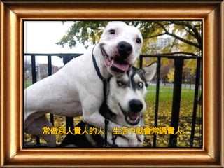 常做別人貴人的人，生活中就會常遇貴人。
 