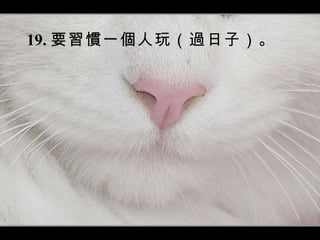 19. 要習慣一個人玩（過日子）。 