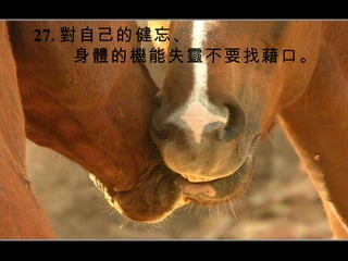 27. 對自己的健忘、 身體的機能失靈不要找藉口。 