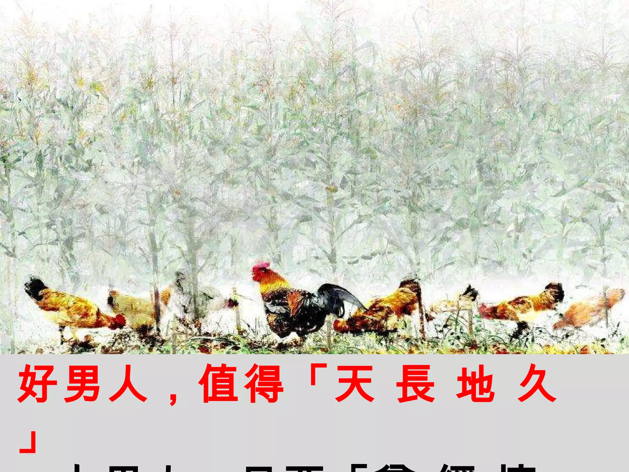 好男人，值得「天   長   地   久」 大男人，只要「曾   經   擁   有」 