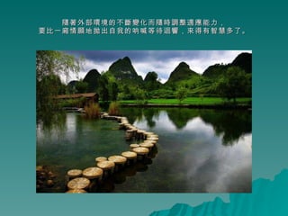 隨著外部環境的不斷變化而隨時調整適應能力， 要比一廂情願地拋出自我的呐喊等待迴響，來得有智慧多了。 