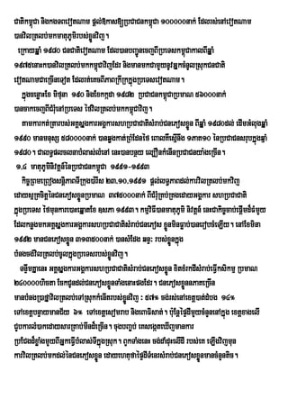 Catikm<Ca nigkgTBevotNam pþl;»kas[RbCaCnkm<Ca 100000nak; Edlrs;enAevotNam
         ú                                          ú
)anvilRtlb;mkmatuPUmirbs;xøÜnvij.
  eRkayqÞaM 1980 CnCatievotNam Edl)anbBa¢necjBIRbeTskm<CakalBIqÞaM
                                               Ú                    ú
1975enaHk)anvilRtlb;mkkm<CavijEdr nigmanmkCamYynUvGÞkcMnUlRsukCnCati
                                ú
evotNamCaeRcIneTot Edlrt;eKcBIPaBRkIRkkÞúgRbeTsevotNam.
    kÞúgcenøaHEx mifuna 190 nigExkkáda 1982 RbCaCnkm<CaRbmaN 56000nak;
                                                          ú
)ancakecjBICMrueM nARbeTs éfvilRtlb;mkkm<Cavij.
                                            ú
    tamkarkt;Rtarbs;GKÁsÞgkarGgÁkarshRbCaCatisMrab;CnePosxøÜn BIqÞaM 1980dl; edImGMlugqÞaM
1990 manmnusS 580000nak; )anqøgkat;RBMEdnéf eBalKWesµnwg 1PaK10 énRbCaCnsrubkÞúgqµaM
                                                                I
1980. CalT§plclnabMlas;lMenA enH)anbnßy el,OnkMenInRbCaCnya:geRcIn.
 1/4 matuPUmnivtþn_énRbCaCnkm<Ca 1991-1993
                i                   ú
    kic©RBmeRBogsnþPaBTIRkug)a:rIs 23/10/1991 pþllT§PaBdl;karvilRtlb;mkvij
                      i                               ;
edaysµRKcitþénCnePosxøÜnRbmaN 375000nak; BICMruRM Kb;RKgedayGgÁkar shRbCaCati
kÞúgRbeTs éfmunkare)aHeqÞatEx ]sPa 1993. kmµviFI)anmatuPUmi nivtþn_ enHCakic©cab;epþmd¾FMmYy
                                                                                     I
EdlknøgmkGKÁsÞgkarGgÁkarshRbCaCatisMrab;CnePos xønminFøab;)anerobcMeLIy. enAExmina
                                                            Ü
1992 manCnePosxøÜn 313500nak; )ansMEdg qnÞ³ rbs;xønkÞúg       Ü
bMngcg;vilRtlb;cUlkÞúgRbeTsrbs;xÜnvij.ø
   TnÞwmKÞaenH GKÁsÞgkarGgÁkarshRbCaCatisMrab;CnePosxøÜn xitxMrkdIsMrab;eFVksikmµ RbmaN
                                                                             I
240000hicta EckCUndl;CnePosxøÜnTaMgenaHpgEdr. CnePosxønnPaKeRcIn  Ü
manbMngR)afÞavilRtlb;eTARsukkMenItrbs;xÜønvij ³ 57° cg;rs;enAextþ)at;dMbg 14°
eTAextþbnÞaymanC½y 6° eTAextþesomrab nigeBaFisat;. bu:EnþépÞdImYycMnYnenAkÞúg extþxagelI
CYbkarlM)akedaysarRKab;mnd¾eRcIn. cugbBa©b; eKsegáteXIjmankar
                            I
RbECgd¾xøaMgmYyBIGÞkeFVbMlas;TIkÞúgRsuk. BYkTaMgenH cg;daMduHelIdI rbs;eK eLIgvijmun
                         I
karvilRtlb;mkdl;énCnePosxøn edayehtufaépÞdITMenrsMrab;CnePosxønmancMnYntic.
                                  Ü                                     Ü
 