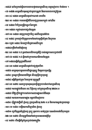 -1949 )araMgRbKl;sV½yPaBeyaFafVaysemþcsIhnu extþesomrab kMBg;cam .
-06 1952 semþcsIhnusnüaCamYyraRsþfa nigTamTarÉkraCü[)an
-11 04 1953 semþcsIhnueTAkaNada Gaemric
-23 10 1953 karcrcasþIGMBIÉkraCüRbeTskm<Ca enA)arIs
                                              ú
-05 1953 EkERblkçnkHxøH²énkm<úCa
                         þi
-11 1953 km<Ca)aÉkraCüTaMgRsug
                 ú
-17 11 1953 edjBYkeyokmij Gs;BeI xtþ)at;dMbg
-04 1954 BYkeyokmijcUlmktaMgenAextþsÞgERtg nigRkecH
                                           w
-21 kkáda 1954 T½BeyokmijdkGs;BIkm<úCa
-1954BRgwgkMBgEpPñMeBj
-24 03 1955 k>C cUlCasmaCikeBjsiT§i rbs;GgÁkarshRbCaCati
-17 06 1884 k>C sßitenAeRkamGaNaniKmTaMgRsug
-07 1954snñsiT§RkugsWENlv
             i
-03 03 1955 semþcsIhnudak;raCüfaVybita
-1956 semþccuHhtþelxaelIrdæFmµnuBaØ mincUlbkSsm<n§  ½
-1960 RBHsUraRmwtesayTIvgÁt sIhnueFICaRbmuxrdæ
                                        V
-1964 snñsiT§eTARkug EblRkad yUhÁÚsøavI
          i
-18 03 1970 esnaRbmuxlunNuleFIrV dæRbharTMlak;semþcsIhnu
-1958 ksagpøvCatielx 34 BIPeñM Bj eTARkugRBHsIhnu 226K>m
               Ú
-1958 ebI[eRbICapøvkarenAGakasyandæaneBaFicintug
                     Ú
-1959 ksagGakasyandæan GnþrCatiesomrab
-1960 eFIpøvrfePøgBI PñeM Bj RkugRBHsIhnu 270 K>m nigksags<an;eRcaycgVa
         VÚ I
-13 01 1960 begáItsklviTüal½y PñMµeBj
-1961 Pa¢b;ExSTUrs½BPñMeBj tUküÚ GUsakar san;RhaVg a)assMGatGMeBIBukrlYy
                       Þ
-22 03 1970 sIhnuRtUvEtgtaMgCaRbFancrnats‘EU xµr
-04 1970 ebIsnñsiT§kMBUlRbCaCnNÐcin
                   i                  Ú
 