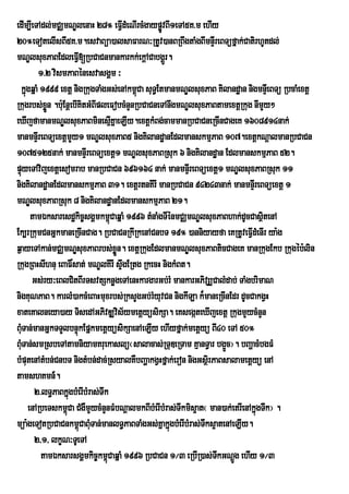 edIm,IeTAdl;mCÄmNÐlenaH 28° eFVdMeNIrcMgaypøÚvBI1eTA5K>m ehIy
                                         I
20°eTotelIsBI5K>m.esvaBüa)alsaFarN³RtUv)anBRBwgtaMgBImnÞrI eBTüfñak;CatirhUtdl;
mNÐlsuxPaBEdleFVI[RbCaCnmankarkk;ekþACabgÁrÜ .
         1>2 vismPaBénesvasgÁm ³
  kñgqñaM 1999 extþ nigRkugTaMgGs;enAkm<Ca suT§EtmanmNÐlsuxPaB Kilandæan nigmnÞeI BTü RbcaMextþ
    ú                                        ú
Rkugrbs;xn .b:uEnþebIKitGMBIpleFobcMnYnRbCaCneTAnwgmNÐlsuxPaBtamextþRkug nImYy²
            øÜ
eXIjfamanmNÐlsuxPaBminesµKñaeLIy.extþkMBg;cammanRbCaCneRcInCageK 1608914nak;
                                     I
manmnÞrI eBTüextþmYy1 mNÐlsuxPaB5 nigKilandæanEdlmanskmµPaB 107.extþkNþalmanRbCaCn
1075125nak; manmnÞIreBTüextþ1 mNÐlsuxPaBRsuk 6 nigKilandæan EdlmanskmµPaB 52.
pÞúyeTAvijextþesomrab manRbCaCn 696164 nak; manmnÞIreBTüextþ1 mNÐlsuxPaBRsuk 11
nigKilandæanEdlmanskmµPaB 31. extþrtnKIrI manRbCaCn 94243nak; manmnÞIreBTüextþ 1
mNÐlsuxPaBRsuk 8 nigKilandæanEdlmanskmµPaB 21.
       tamÉksaresdækic©sgÁmkm<CaqñaM 1996 tMnaMgTIénmCÄmNÐlsuxPaBhak;dUcCasßtenA
                                   ú                                                i
Ek,rRkumCnGñkmaneRcInCag. RbCaCnRkIRkenACnbT 19° )anniyayfa eKRtUveFVdMenIr ya:g
                                                                               I
q¶ayeTAkan;mCÄmNÐsuxPaBrbs;xøn. extþRkugEdlmanmNÐlsuxPaBticCageK manRkugEkb Rkugéb:lin
                                       Ü
RkugRBHsIhnu eBaF×sat; mNÐlKIrI sÞgERtg RkecH nigkMBt.
                                           w
       Gs;ry³eBlCitBIrTsvtSknøgeTAenHkargarGb;rM mankarGPivSÆCalMdab; TaMgbrimaN
nigKuNPaB. karlM)akcMeBaHmuxrbs;RksYgGb;rMyuvCn nigkILa k¾maneRcInEdr dUcCakgVH
xateKalneya)ay TisedAGPivDÆvis½ymetþyüsikSa. eKsegáteXIjextþ RkugmYycMnYn
BuMTan;manGñkTTYlbnÞúkEpñkmetþyüsikSaenAeLIy ehIyfñak;metþyü BI40 eTA 50°
BuMTan;smRsbeTAtamniyamKruekaslü¬salacas;RTuDeRTam KµanTVar bg¥c¦. bBaðacMbgFM
                                                                     Ü
bMputenAtMbn;CnbT nigtMbn;dac;RsyalKWbBaðakgVHfñak;eron nigGsßirPaBsalametþyü enA
tamshKmn_.
        2>lT§PaBkñgbMerIbMras;Twk
                   ú
      enARbeTskm<Ca CMgWmYycMnYnFMbNþalmkBIbMerIbMras;Twkmis¥at¬ man)ak;etrIenAkñúgTwk¦ .
                 ú
müa:geTotRbCaCnkm<úCaBuTan;manlT§PaBTaMgGs;KñakñgbMerIbMras;Tks¥atenAeLIy.
                           M                        ú          w
        2/1/ lkçN³TUeTA
          tamÉksarsgÁmkic©km<CaqñaM 1996 RbCaCn 1¼3 eRbIR)as;TkGNþg ehIy 1¼3
                                 ú                                 w Ú
 