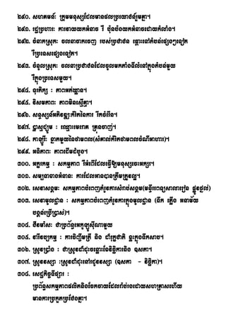 290> shKmn_³ RkummnusSEdlmanplRbeyaCn_rYmKña.
291> rdæRbhar³ karvayykGMnac rW bu:nb:gykGMnacedaykMlaMg.
292> cMnakRsuk³ clnacakecj rbs;RbCaCn eq<aHeTAtMbn;;epSg²eTot
     rWRbeTsepSgeTot.
293> cMnUlRsuk³ clnaRbCaCnEdlcUlmktaMgTIlMenAkñúgtMbn;mYy
     rWkñúgRbeTsmYy.
294> TurPikS ³ PaBGt;Xøan.
295> vismPaB³ PaBminesµIKµa.
296> snÞsSn_GPivDÆ³kMriténkar rIkcMerIn.
297> )øasµdüÚm ³ eQµaHemeraK RKúncaj;.
298> kaLÚrI³ xñatmYyénfamBl¬sMKal;kMritfamBlcMNIGahar¦.
299> GTiPaB³ PaBedImdMbUg.
300> Gkçrkmµ ³ skmµPaB rWGMeBIEdleFVI[mnusSecHGkSr.
301> sm,TaxagGMnan³ karEdlGan)anRtwmRtUvl¥.
302> esvasgÁm³ skmµPaBbMeBjtMrUvkarsMrab;sgÁm¬mnÞIreBTüsalaeron pøÚvfñl;¦
303> esvamUldæan ³ skmµPaBbMeBjtMrUvkarkñúgmUldæan ¬Twk ePøIg Gnam½y
     bgÁn;eRbIR)as;¦.
304> CIvma:s³ CaRbB½n§eGkULÚsIuNamYy
305> varIvb,kmµ ³ karciBa©wmRtI nig daMrukçCati xøHkúñgTwksab.
306> RsUvR)aMg ³ CaRsUvdaMduHcenøaHExvicäikarnig ]sPa.
307> RsUvvsSa ³RsUvdaMduHenArdUvvsSa ¬]sPa - vicäika¦.
308> esdækic©TIpSar ³
     RbB½n§skmµPaBplitnigEckcayEdlra:b;rgedayshRKasehIy
     mankarRbkYtRbECgKña.
 