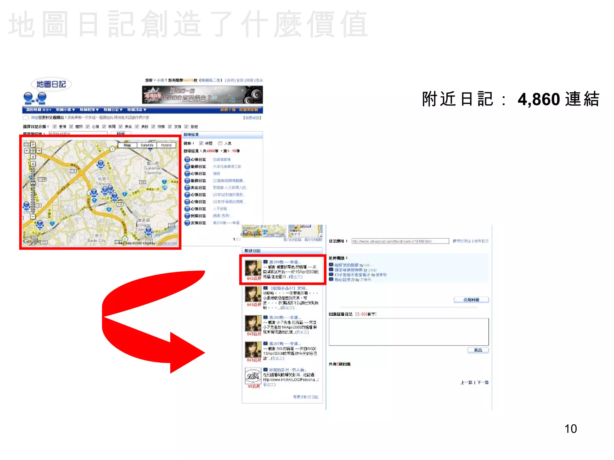 附近日記： 4,860 連結   地圖日記創造了什麼價值 