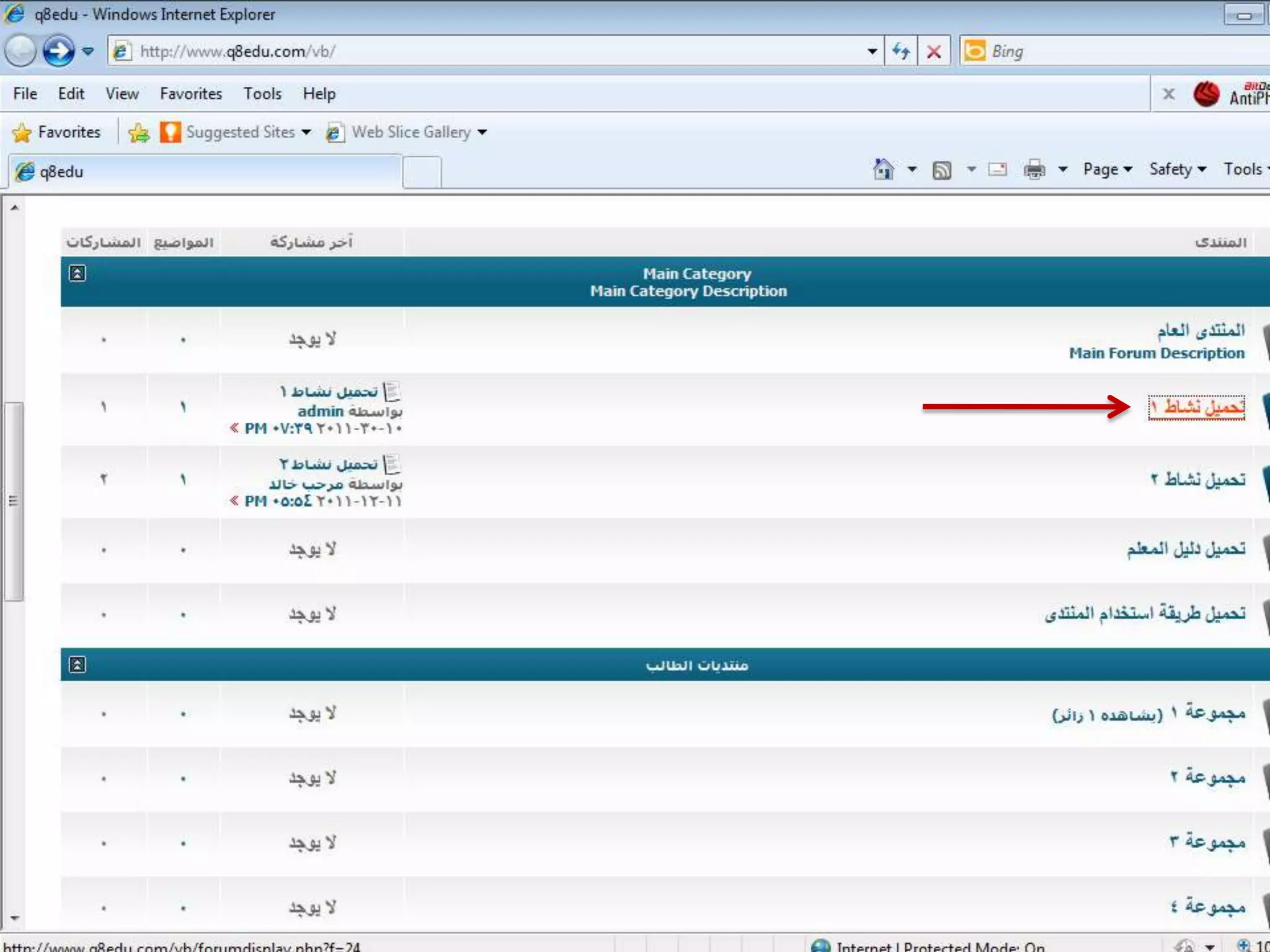 استخدام المنتدى