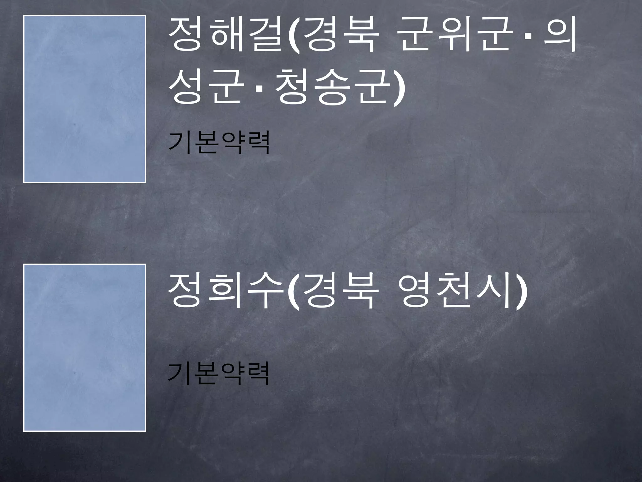 정해걸(경북 군위군·의
성군·청송군)
기본약력




정희수(경북 영천시)
기본약력
 