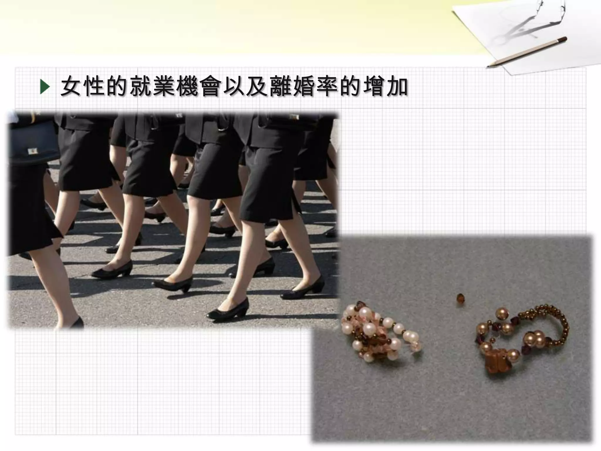 女性的就業機會以及離婚率的增加
 