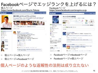 Facebook
                                         Facebook
https://www.facebook.com/Shurin.Yokota   https://www.facebook.com/enspire.co.jp




○                                        ○   Facebook          facebook
○               Facebook                 × Facebook




                             (   )                                                92
 