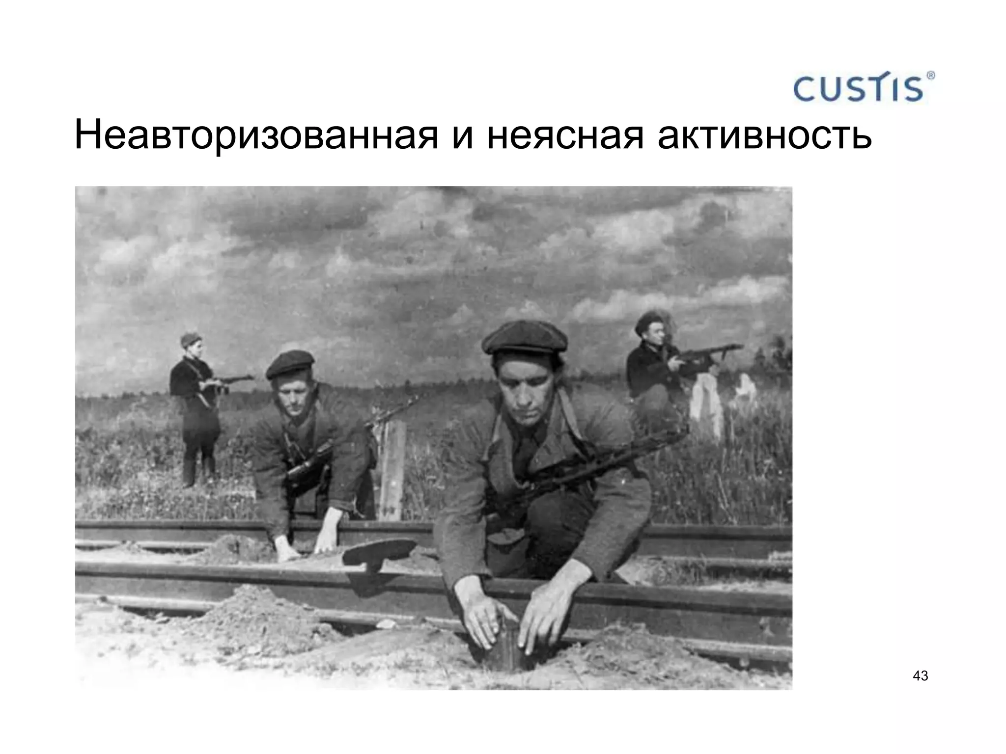 Неавторизованная и неясная активность




                                        43
 