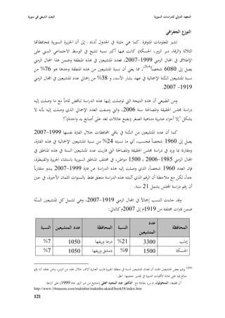 ‫البعث الشيعي في سورية‬                                                                               ‫المعهد الدولي للدراسات السورية‬


                                                                                                             ‫التوزع الجغرافي‬
    ‫تشّب ا٤بعلومات ا٤بتوفرة ػ كما ىي مثبتة يف ا١بدوؿ أدناه ػ إذل أف ا١بزيرة السورية ٗبحافظااها‬
    ‫الثبلثة (الرقة، دير الزور، ا٢بسكة) كانت فيها أكرب نسبة تشيع يف الوسط االجتماعي السِب على‬
    ‫اإلطبلؽ يف اجملاؿ الزمِب 9991-7002، فعدد ا٤بتشيعْب يف ىذه ا٤بنطقة وضمن ىذا اجملاؿ الزمِب‬
    ‫يصل إذل 0806 شخصاً(462)، ٩با يعِب أف نسبة ا٤بتشيعْب من ىذه ا٤بنطقة وحدىا ىو 67% من‬
    ‫نسبة ا٤بتشيعْب السنة اإلٝبالية يف عهد بشار األسد، و 83% من إٝبارل عدد ا٤بتشيعْب يف اجملاؿ الزمِب‬
                                                                                  ‫ُّ‬
                                                                                                          ‫9191- 7002.‬

    ‫ومن الطبيعي أف ىذه النتيجة الٍب توصلت إليها ىذه الدراسة تناقض ٛباماً مع ما وصلت إليو‬
    ‫دراسة ٦بلس ا٢بقيقة وا٤بصا٢بة سنة 6002، والٍب وصفت العدد اإلٝبارل الذي وصلت إليو بأنو ال‬
                           ‫يشكل "إال أجزاء عشرية متناىية الصغر (بضع عائبلت تعد على أصابع يد واحدة)"!‬

    ‫كما أف عدد ا٤بتشيعْب من السنة يف باقي احملافظات خبلؿ الفَبة نفسها 9991-7002‬
                                                             ‫ُّ‬
    ‫يصل إذل 0691 شخصاً فحسب، أي ما نسبتو 42% من نسبة ا٤بتشيعْب اإلٝبالية يف ىذه الفَبة،‬
    ‫ومقارنة ٗبا ورد يف دراسة ٦بلس ا٢بقيقة وا٤بصا٢بة الٍب قاربت عدد ا٤بتشيعْب السنة يف ىذه ا٤بناطق يف‬
     ‫اجملاؿ الزمِب 5891-6002 بػ 0051 مواطن، يف ٨بتلف ا٤بناطق السورية باستثناء ا١بزيرة والقنيطرة،‬
    ‫فإف العدد 0691 شخصاً، الذي وصلت إليو ىذه الدراسة عن فَبة 9991-7002 يبدو متقارباً‬
     ‫جداً، لكن مع مبلحظة أف الرقم الذي أثبتتو ىذه الدراسة متعلق فقط بالسنوات الثماف األخّبة، يف حْب‬
                                                                                    ‫أف رقم دراسة اجمللس يشمل 12 سنة.‬

    ‫وقد جاءت النسب إٝباالً يف اجملاؿ الزمِب 9191-7002، وىي تشمل كل ا٤بتشيعْب السنّة‬
                                         ‫ضمن فَبات ٨بتلفة من 9191ـ إذل 7002ـ كالتارل:‬

                                                                                               ‫عدد‬
          ‫عدد المتشيعين النسبة‬                        ‫النسبة المحافظة‬                                              ‫المحافظة‬
                                                                                        ‫المتشيعين‬
            ‫7%‬                 ‫0501‬                  ‫12% درعا وريفها‬                       ‫0033‬                         ‫إدلب‬
            ‫7%‬                 ‫0501‬               ‫دمشق وريفها‬            ‫9%‬                ‫0051‬                       ‫ا٢بسكة‬

    ‫(462) يزعم بعض ا٤بتشيعْب ا١بدد أف تعداد ا٤بتشيعْب السنة يف منطقة ا١بزيرة قارب العشرة آالؼ خبلؿ عقد من الزمن، و٫بن نعتقد أنو رقم‬
                                                                     ‫مبالغ فيو على عادة األقليات الدينية يف تقدير حجمها. انظر:‬
             ‫آؿ قطيط، المتحولوف، ـ.س، مقابلة مع الدكتور عبد المجيد العلي (متشيع من دير الزور عاـ 9991) على الرابط:‬
    ‫‪http://www.14masom.com/maktabat/maktaba-akaed/book58/index.htm‬‬

    ‫979‬
 