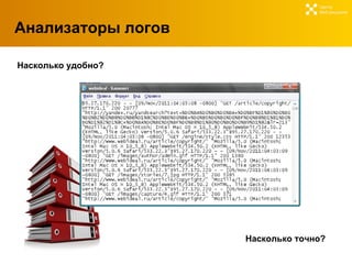 Анализаторы логов Центр  Веб-решений Насколько удобно ? Насколько точно ? 