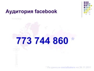 Аудитория  facebook 773   744   860  *   * По данным  socialbakers  на 26.11.2011 