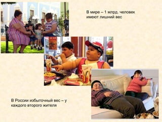 В мире – 1 млрд. человек имеют лишний вес В России избыточный вес – у каждого второго жителя 