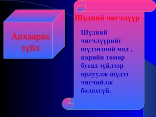Шүдний чигчлүүр  Шүдний чигчлүүрийг шүдэнзний мод , нарийн төмөр бусад зүйлээр орлуулж шүдээ чигчийлж  болохгүй.  