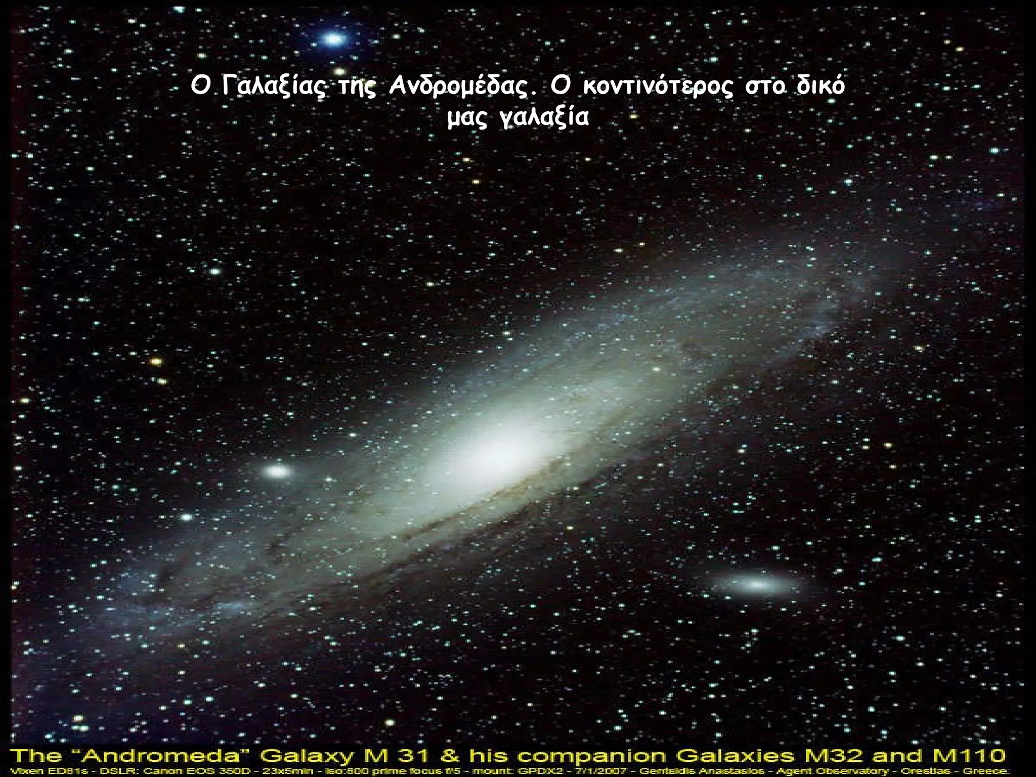 Ο Γαλαξίας της Ανδρομέδας. Ο κοντινότερος στο δικό μας γαλαξία 
