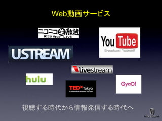Web動画サービス




視聴する時代から情報発信する時代へ
 