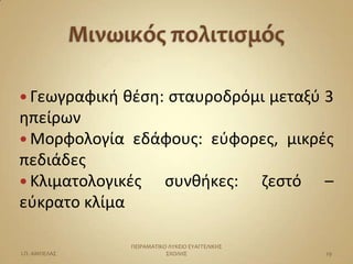  Γεωγραφικι   κζςθ: ςταυροδρόμι μεταξφ 3
θπείρων
 Μορφολογία εδάφουσ: εφφορεσ, μικρζσ
πεδιάδεσ
 Κλιματολογικζσ ςυνκικεσ: ηεςτό –
εφκρατο κλίμα

               ΠΕΙΡΑΜΑΣΙΚΟ ΛΤΚΕΙΟ ΕΤΑΓΓΕΛΙΚΗ΢
Ι.Π. ΑΜΠΕΛΑ΢              ΢ΧΟΛΗ΢                29
 